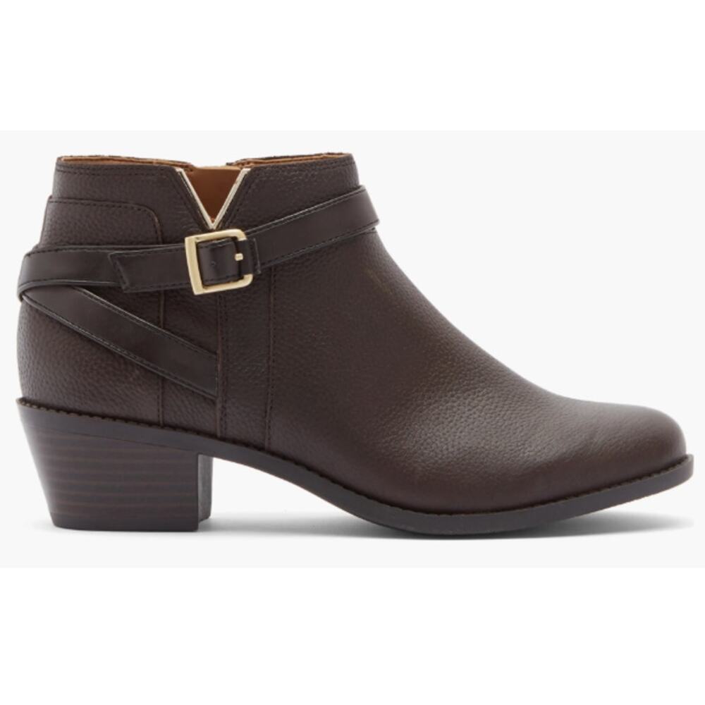 Vionic Women's Chocolate Ganached Leather Farrah Booties Size 9M